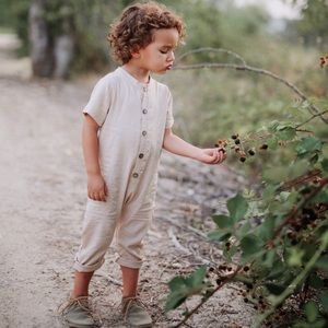 Knotted Fern Linen Romper